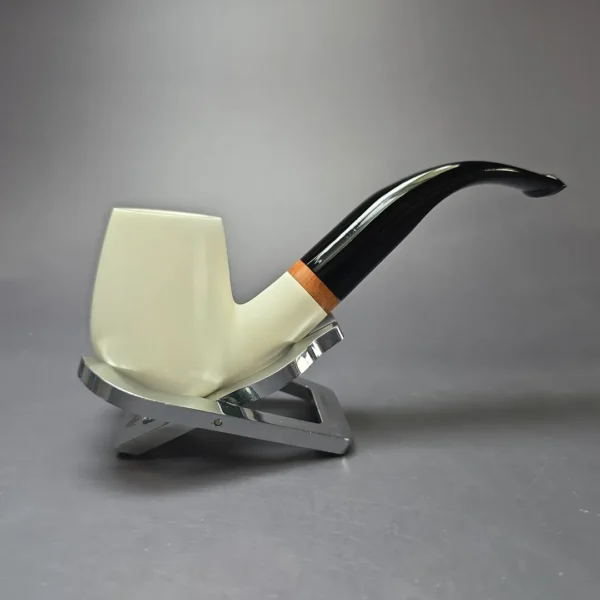 MBSD Meerschaum Deluxe Smooth Bent Billiard Block Meerschaum Pipe, New - Image 3