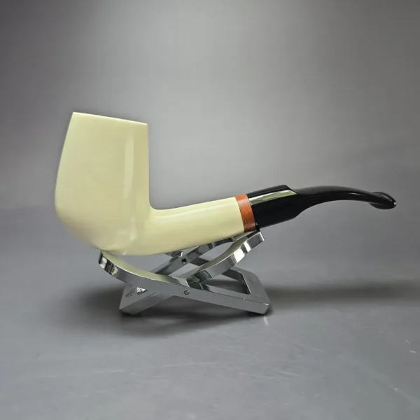 MBSD Meerschaum Deluxe Smooth Bent Billiard Block Meerschaum Pipe, New - Image 3