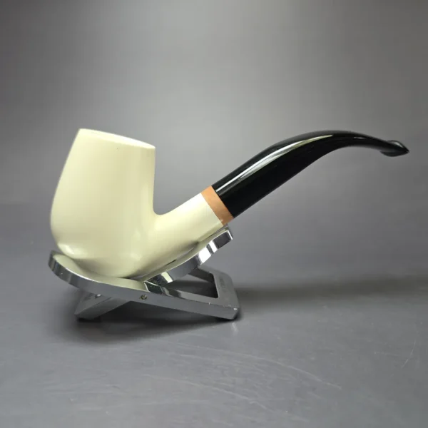 MBSD Meerschaum Deluxe Smooth Bent Billiard Block Meerschaum Pipe, New - Image 3