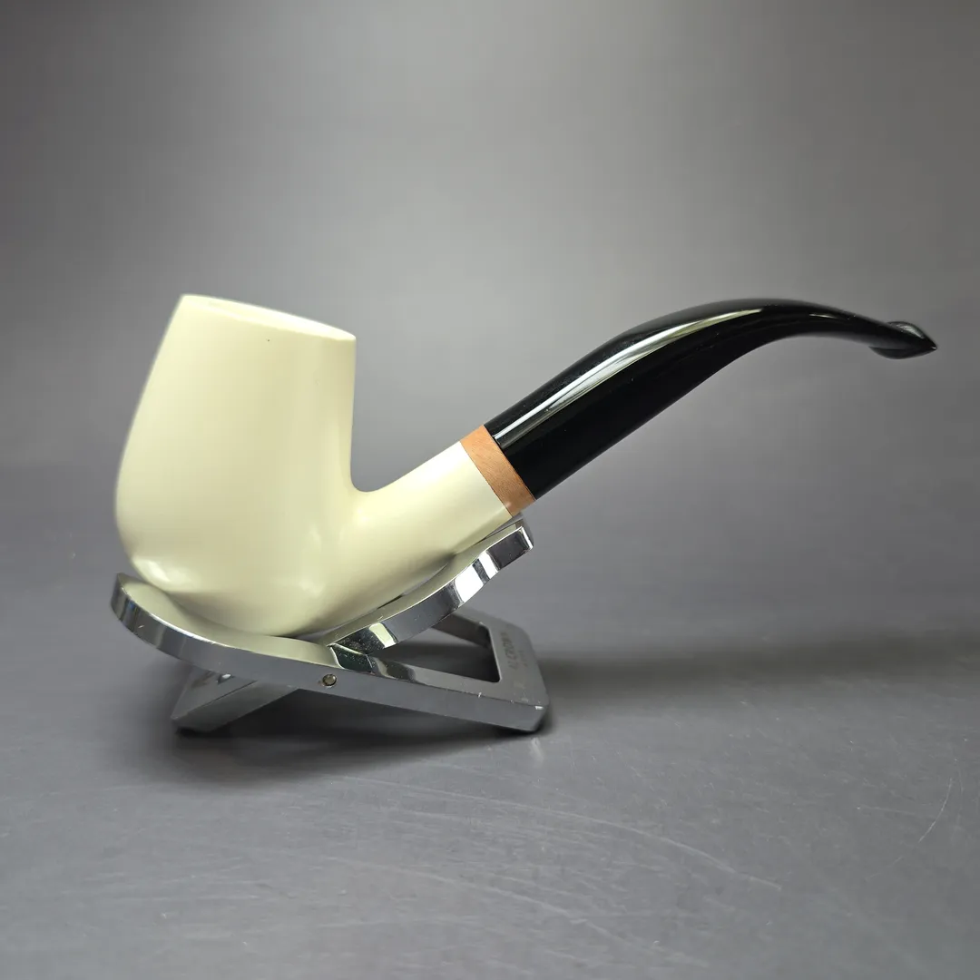 MBSD Meerschaum Deluxe Smooth Bent Billiard Block Meerschaum Pipe, New - Image 3