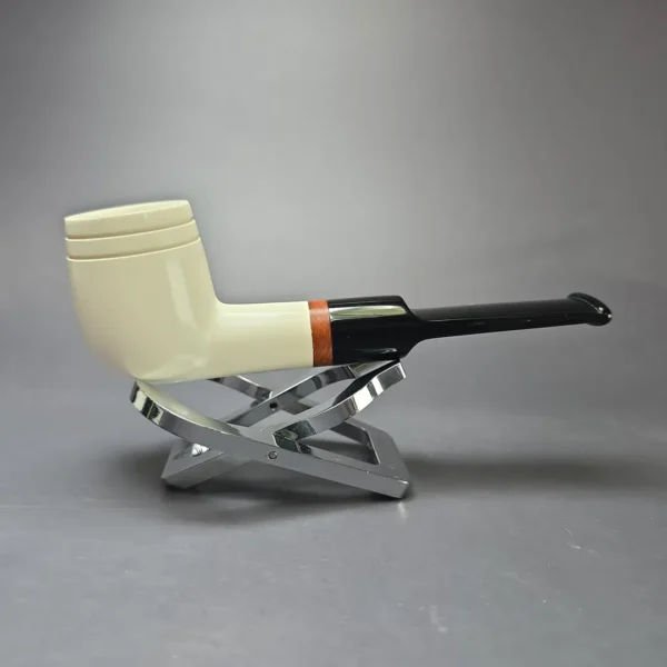 MBSD Meerschaum Deluxe Smooth Saddle Billiard Block Meerschaum Pipe, New - Image 3