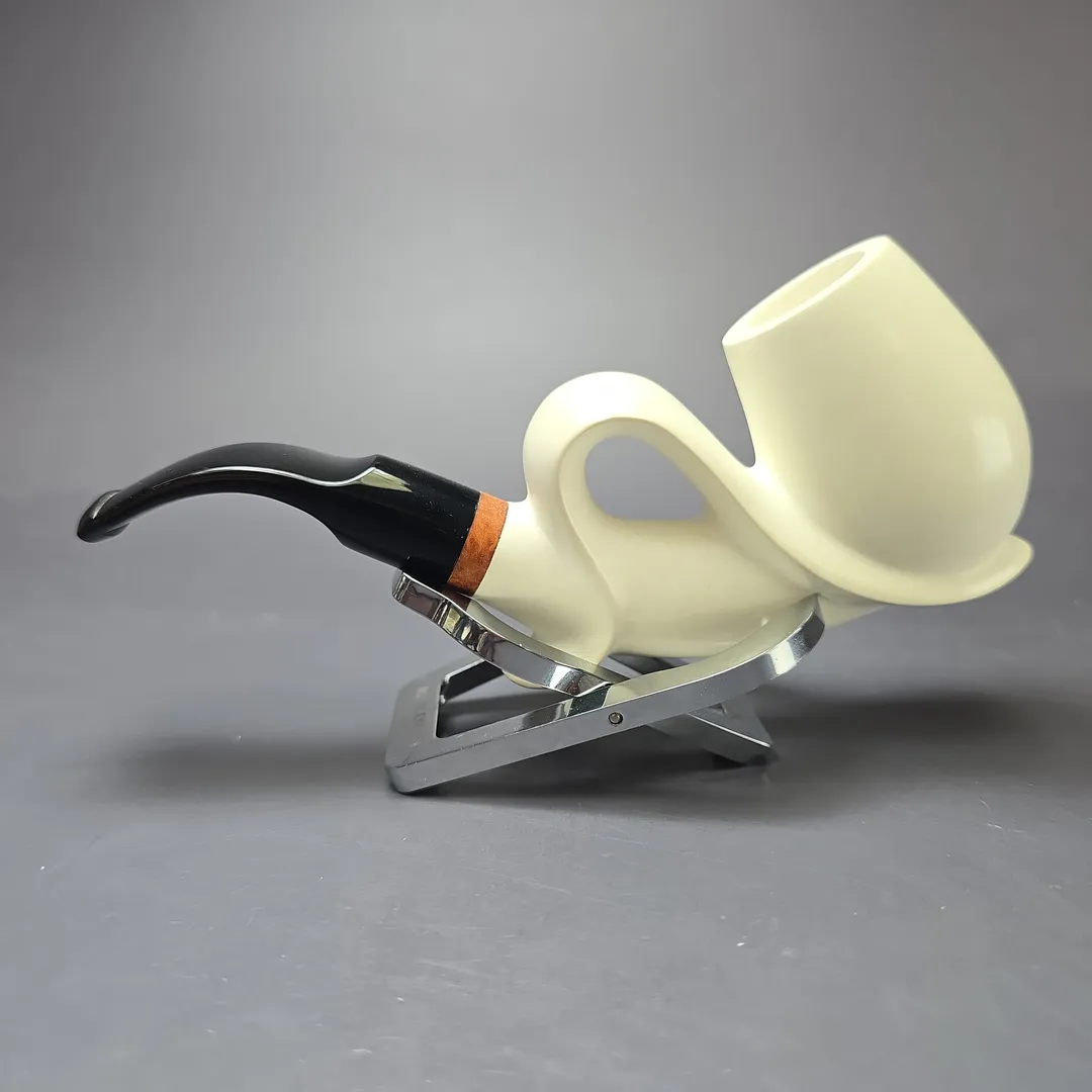 MBSD Meerschaum Deluxe Smooth Antique Style Billiard Block Meerschaum Pipe, New - Image 5