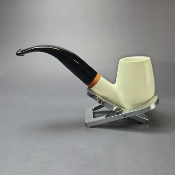 MBSD Meerschaum Deluxe Smooth Bent Billiard Block Meerschaum Pipe, New - Image 5