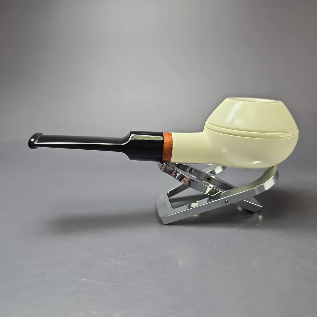 MBSD Meerschaum Deluxe Smooth Squat Rhodesian Block Meerschaum Pipe, New - Image 5