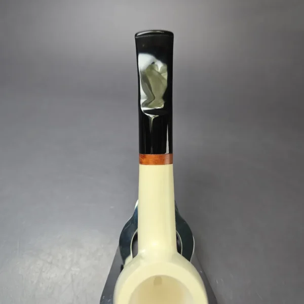 MBSD Meerschaum Deluxe Smooth Bent Billiard Block Meerschaum Pipe, New - Image 7
