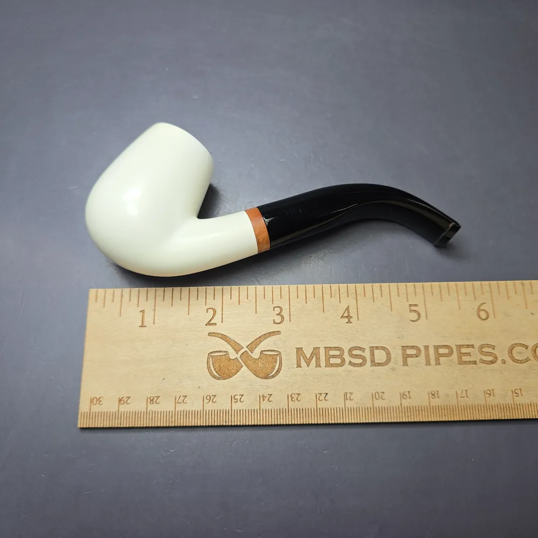 MBSD Meerschaum Deluxe Smooth Bent Billiard Block Meerschaum Pipe, New - Image 8