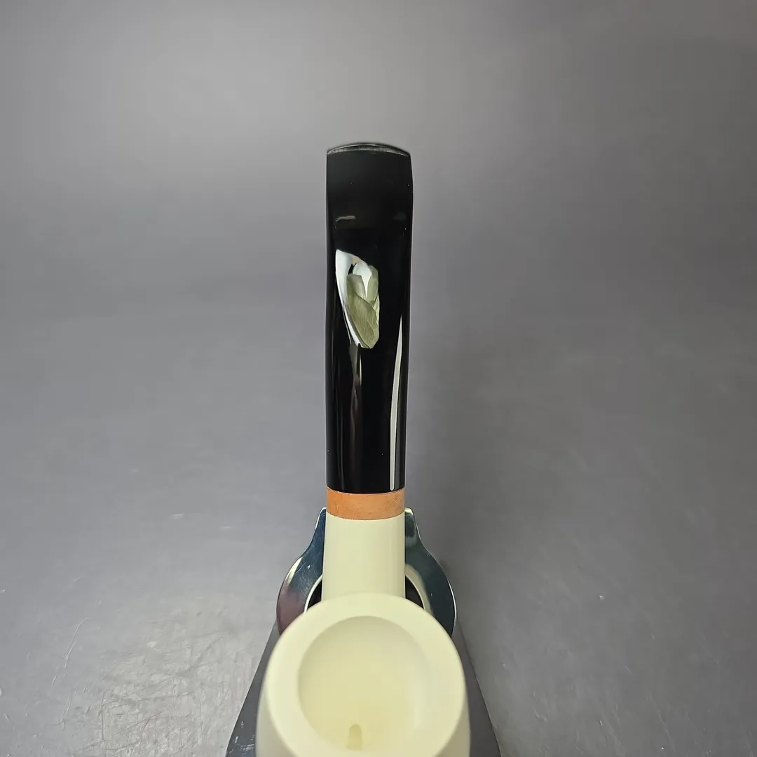 MBSD Meerschaum Deluxe Smooth Bent Billiard Block Meerschaum Pipe, New - Image 8