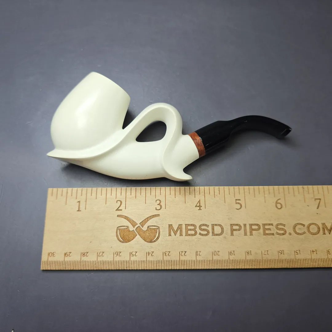 MBSD Meerschaum Deluxe Smooth Antique Style Billiard Block Meerschaum Pipe, New - Image 9