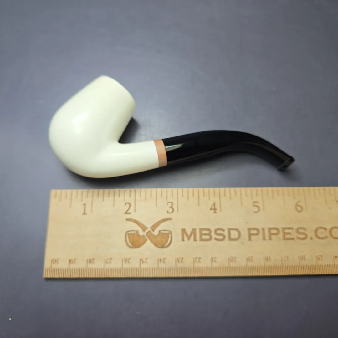 MBSD Meerschaum Deluxe Smooth Bent Billiard Block Meerschaum Pipe, New - Image 9