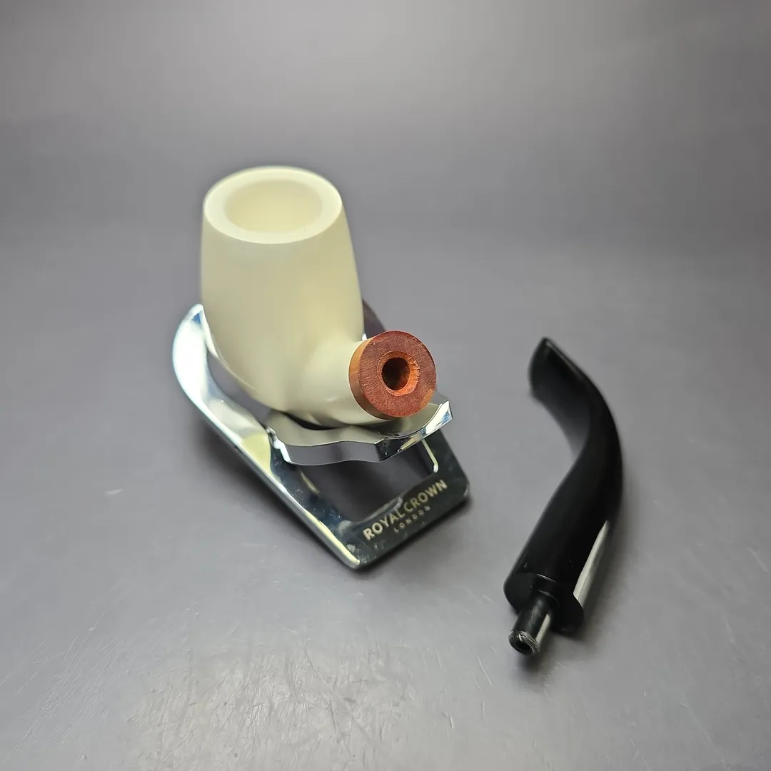 MBSD Meerschaum Deluxe Smooth Bent Billiard Block Meerschaum Pipe, New - Image 10