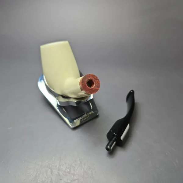 MBSD Meerschaum Deluxe Smooth Bent Billiard Block Meerschaum Pipe, New - Image 10