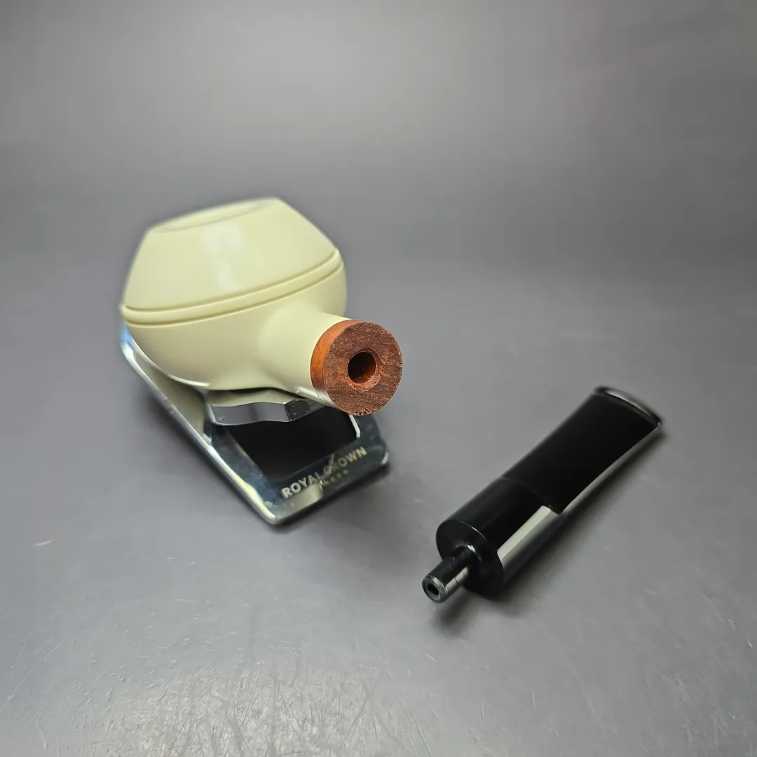 MBSD Meerschaum Deluxe Smooth Squat Rhodesian Block Meerschaum Pipe, New - Image 11