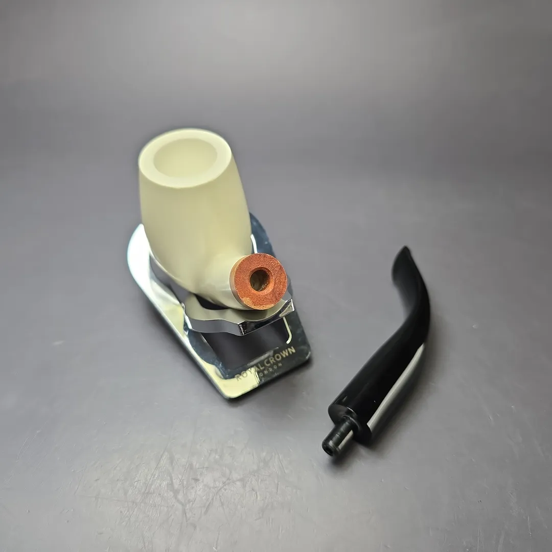 MBSD Meerschaum Deluxe Smooth Bent Billiard Block Meerschaum Pipe, New - Image 11