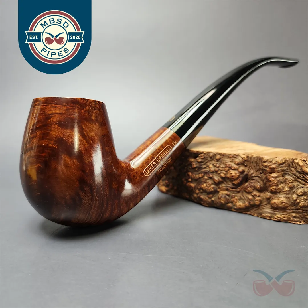 James Upshall Empire Series Tradition Magnum Smooth Bent Billiard Estate Briar Pipe, Unsmoked