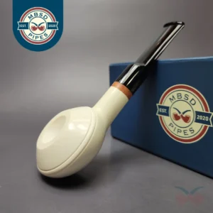 MBSD Meerschaum Deluxe Smooth Squat Rhodesian Block Meerschaum Pipe, New