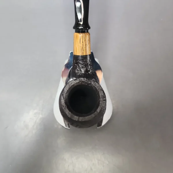 MBSD Briars by Piero Vitale Vintage Sandblasted Brandy w/ Zebrawood Briar Pipe, New - Image 4