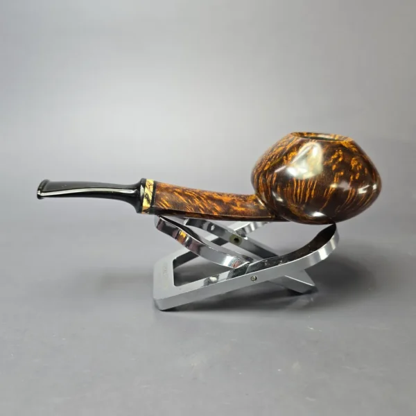 Piero Vitale Smooth Squat Tomato w/ Spalted Tamarind (Moon) Handmade Briar Pipe, New - Image 4