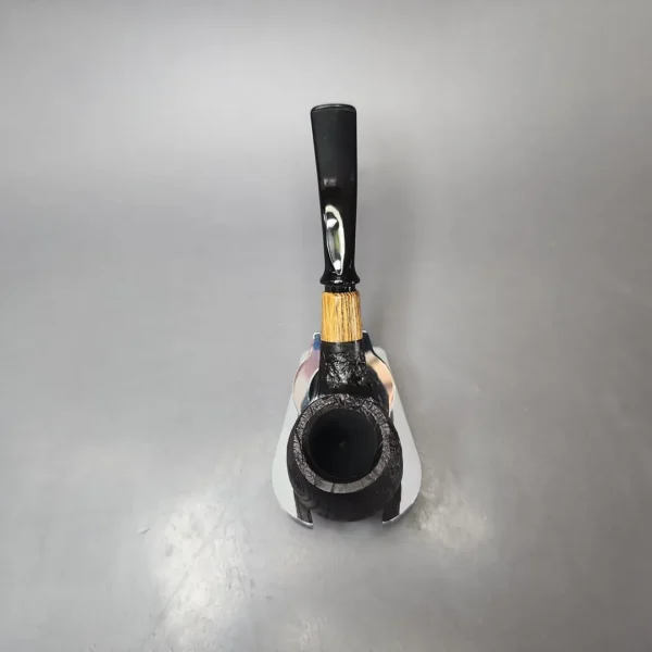 MBSD Briars by Piero Vitale Vintage Sandblasted Brandy w/ Zebrawood Briar Pipe, New - Image 6