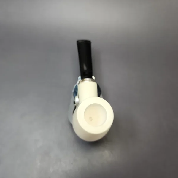 MBSD Meerschaum Silver Smooth Brandy Reverse Calabash Block Meerschaum Pipe, New - Image 6