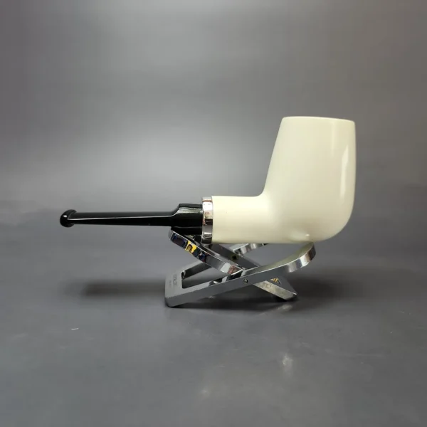 MBSD Meerschaum Silver Smooth Brandy Reverse Calabash Block Meerschaum Pipe, New - Image 7