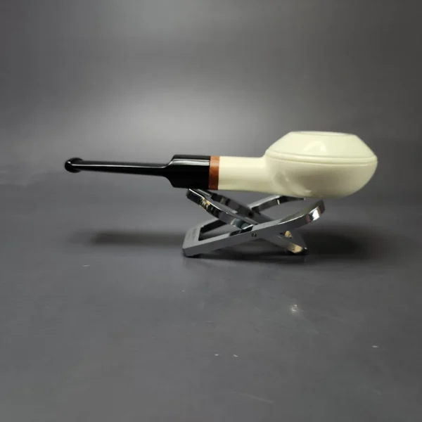 MBSD Meerschaum Deluxe Smooth Squat Rhodesian Block Meerschaum Pipe, New - Image 7