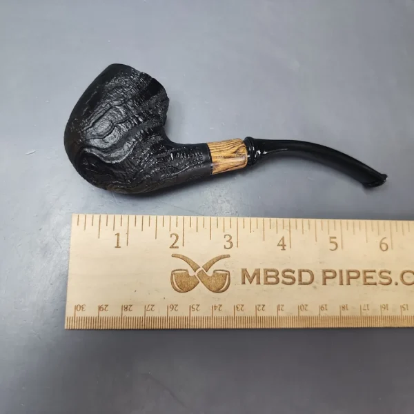 MBSD Briars by Piero Vitale Vintage Sandblasted Brandy w/ Zebrawood Briar Pipe, New - Image 8