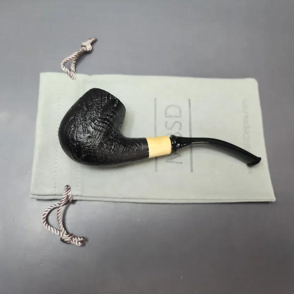 MBSD Briars by Piero Vitale Vintage Sandblasted Brandy w/ Boxwood Briar Pipe, New - Image 11