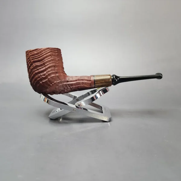 MBSD Briars by Piero Vitale Vintage Sandblasted Billiard w/ Zebrawood Briar Pipe, New - Image 3