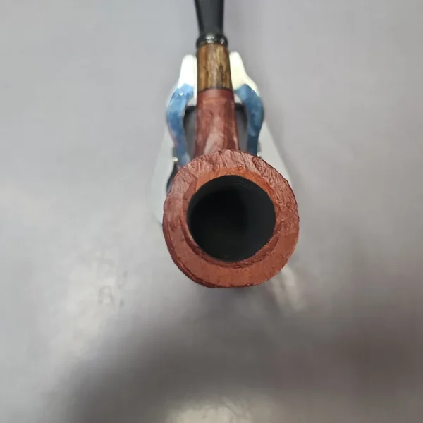 MBSD Briars by Piero Vitale Vintage Sandblasted Billiard w/ Zebrawood Briar Pipe, New - Image 5