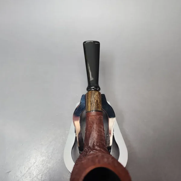 MBSD Briars by Piero Vitale Vintage Sandblasted Billiard w/ Zebrawood Briar Pipe, New - Image 6