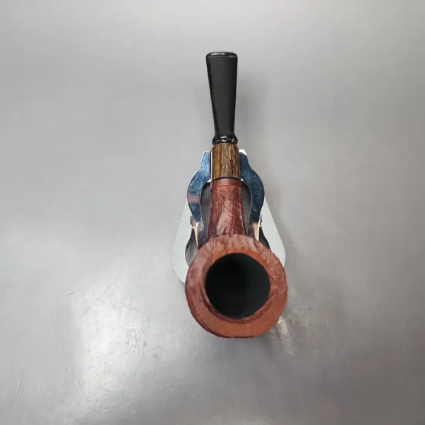 MBSD Briars by Piero Vitale Vintage Sandblasted Billiard w/ Zebrawood Briar Pipe, New - Image 7