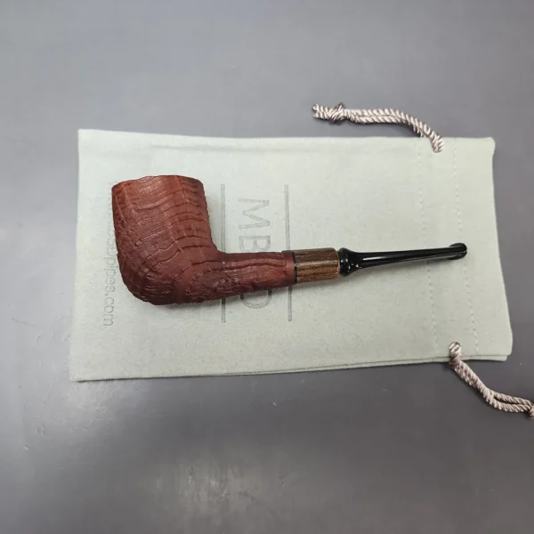 MBSD Briars by Piero Vitale Vintage Sandblasted Billiard w/ Zebrawood Briar Pipe, New - Image 12