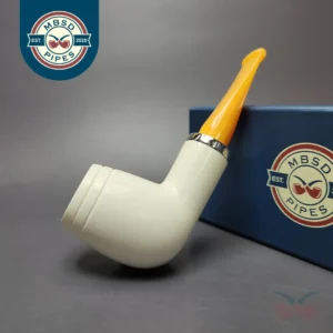MBSD Meerschaum Silver Stack Billiard Reverse Calabash Block Meerschaum Pipe, New