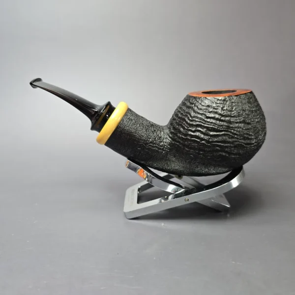 Yang Kun Partially Sandblasted Tomato w/ Boxwood Handmade Briar Pipe, New - Image 4
