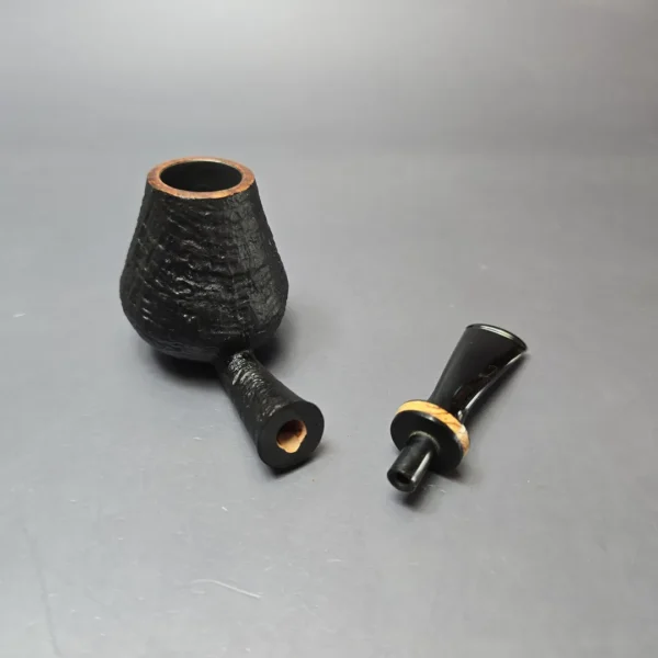 Piero Vitale Partially Sandblasted Brandy w/ Masur Birch (2 Star) Handmade Briar Pipe, New - Image 11