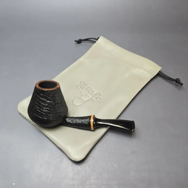 Piero Vitale Partially Sandblasted Brandy w/ Masur Birch (2 Star) Handmade Briar Pipe, New - Image 12