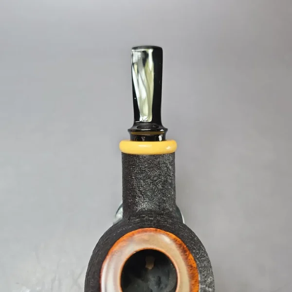 Yang Kun Partially Sandblasted Tomato w/ Boxwood Handmade Briar Pipe, New - Image 7