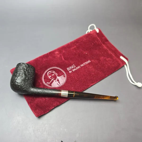 Bruno Nuttens Bing B2 Partially Sandblasted Billiard w/ Aluminum Briar Pipe, New - Image 11