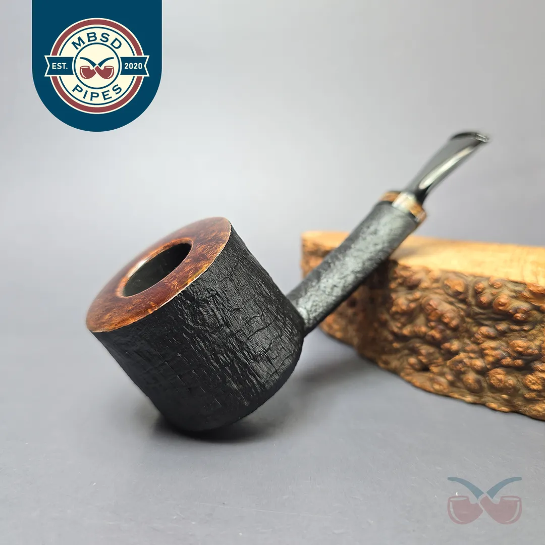Piero Vitale Partially Sandblasted Pot (2 Star) w/ Hempwood Handmade Briar Pipe, New