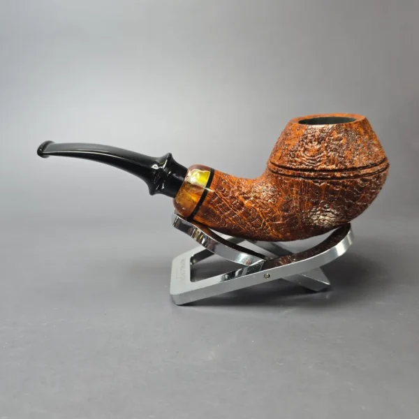Qi Studio Contrast Sandblasted Rhodesian w/ Acrylic Estate Briar Pipe, Unsmoked - Image 4