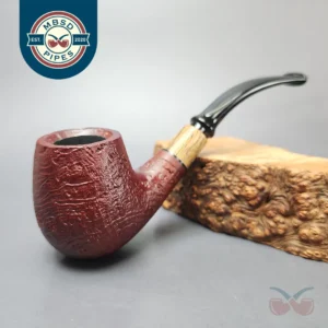 MBSD Briars by Piero Vitale Red Sandblasted Brandy w/ Zebrawood Briar Pipe, New