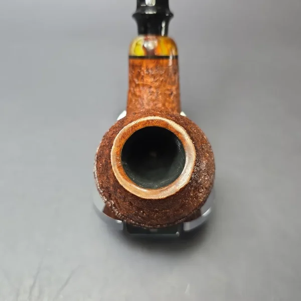 Qi Studio Contrast Sandblasted Rhodesian w/ Acrylic Estate Briar Pipe, Unsmoked - Image 5