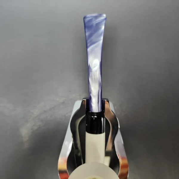 Smooth Bent Dublin w/ Blue Stem & Case Estate Block Meerschaum Pipe, Unsmoked - Image 6