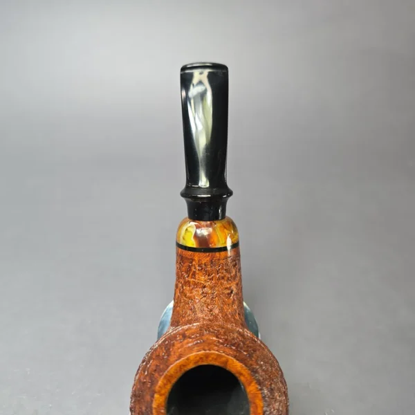 Qi Studio Contrast Sandblasted Rhodesian w/ Acrylic Estate Briar Pipe, Unsmoked - Image 6