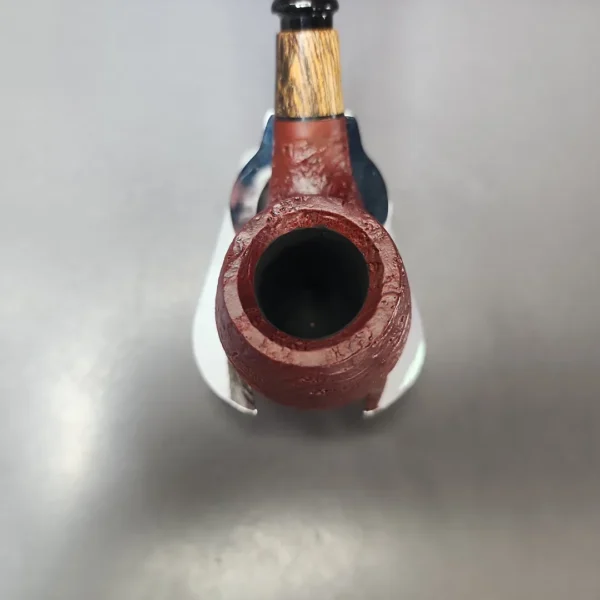 MBSD Briars by Piero Vitale Red Sandblasted Brandy w/ Zebrawood Briar Pipe, New - Image 4