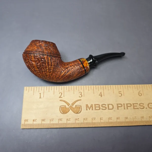 Qi Studio Contrast Sandblasted Rhodesian w/ Acrylic Estate Briar Pipe, Unsmoked - Image 9