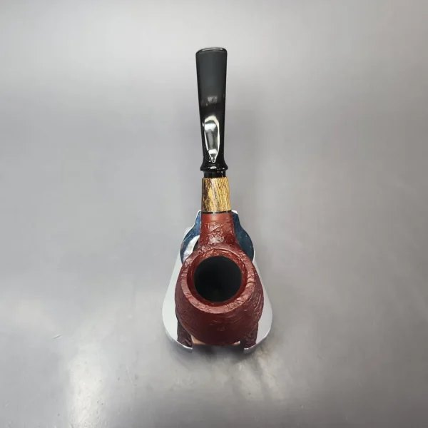 MBSD Briars by Piero Vitale Red Sandblasted Brandy w/ Zebrawood Briar Pipe, New - Image 6