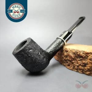 Ashton Ebony LX Sandblasted Billiard w/ Silver Estate Briar Pipe, English Estates
