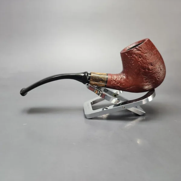 MBSD Briars by Piero Vitale Red Sandblasted Brandy w/ Zebrawood Briar Pipe, New - Image 7