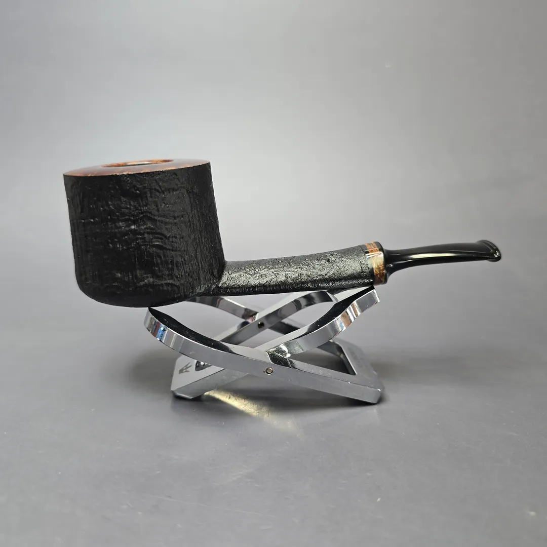 Piero Vitale Partially Sandblasted Pot (2 Star) w/ Hempwood Handmade Briar Pipe, New - Image 2